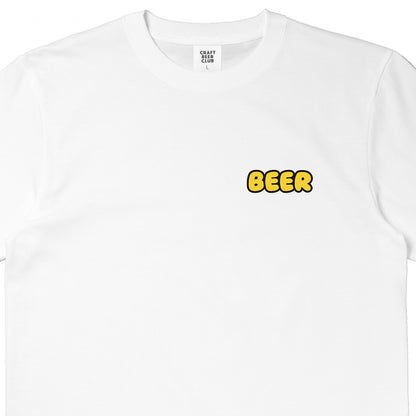 "BEER" Comic Logo Tee - White