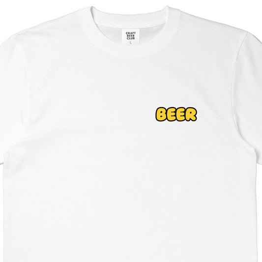 "BEER" Comic Logo Tee - White